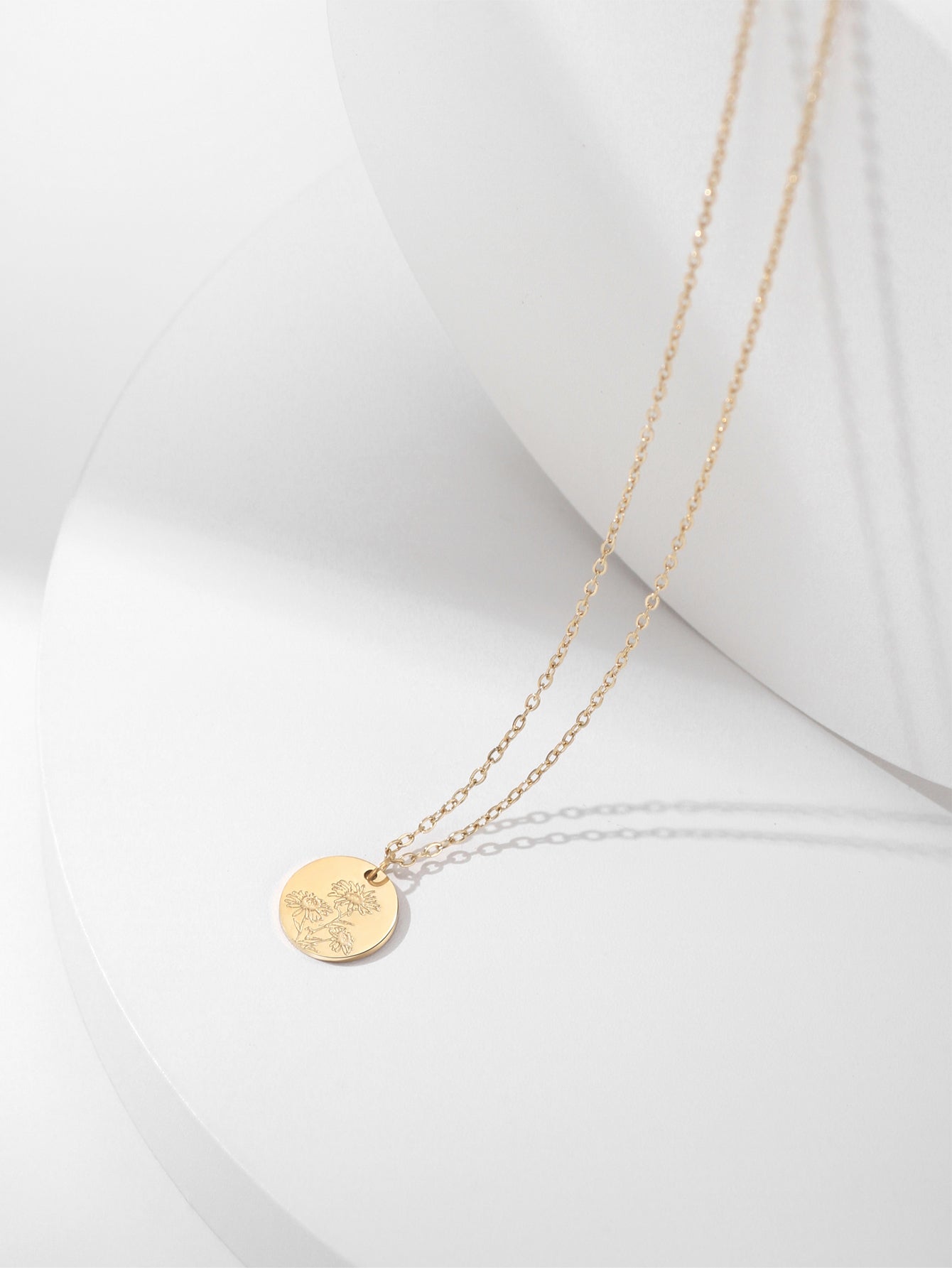 Birth Flower Necklace | Gold Layered Necklaces for Women, Coin Pendant Necklace Set