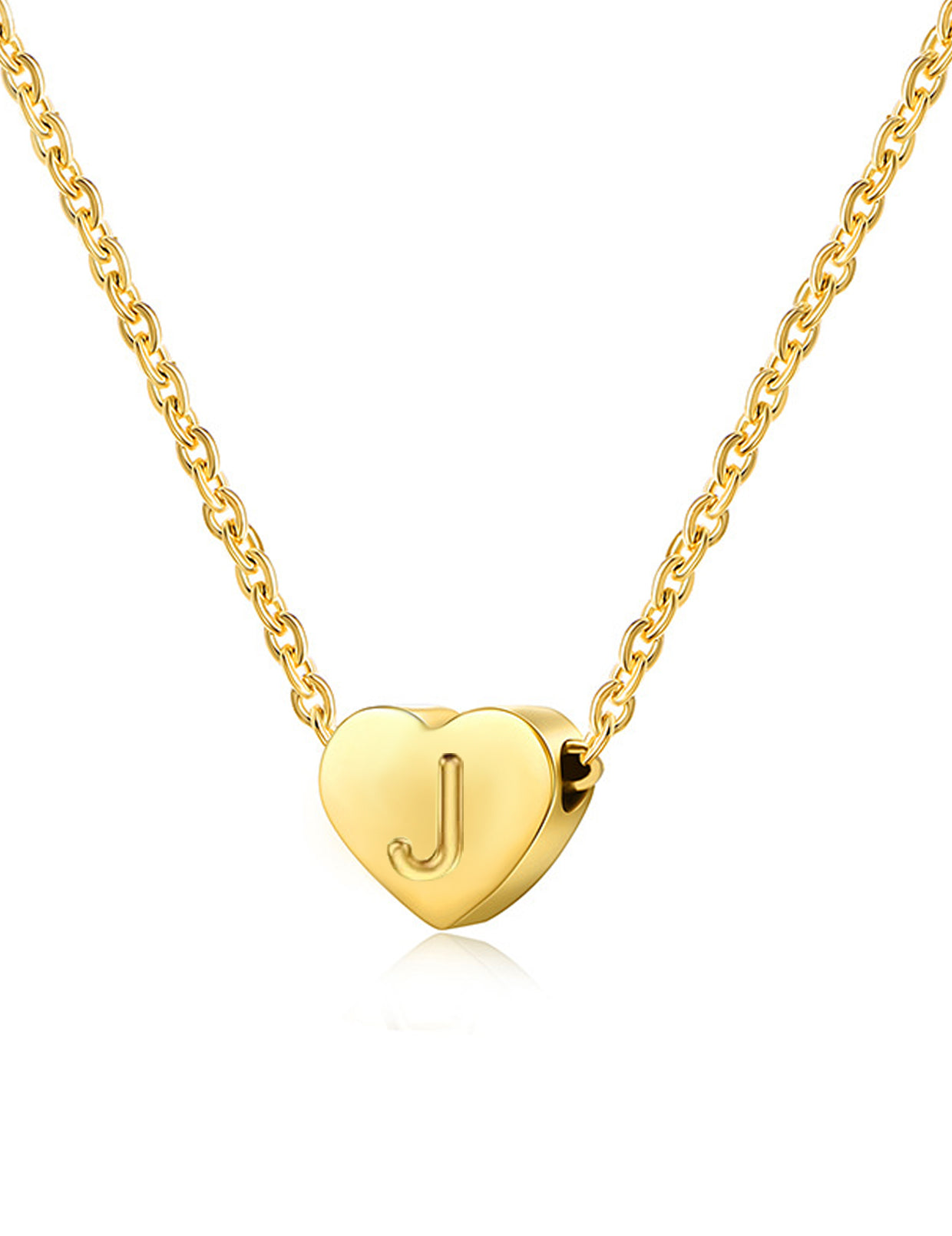 Heart Initial Necklace | 14K Gold Plated, Heart Pendant with Tiny Initial