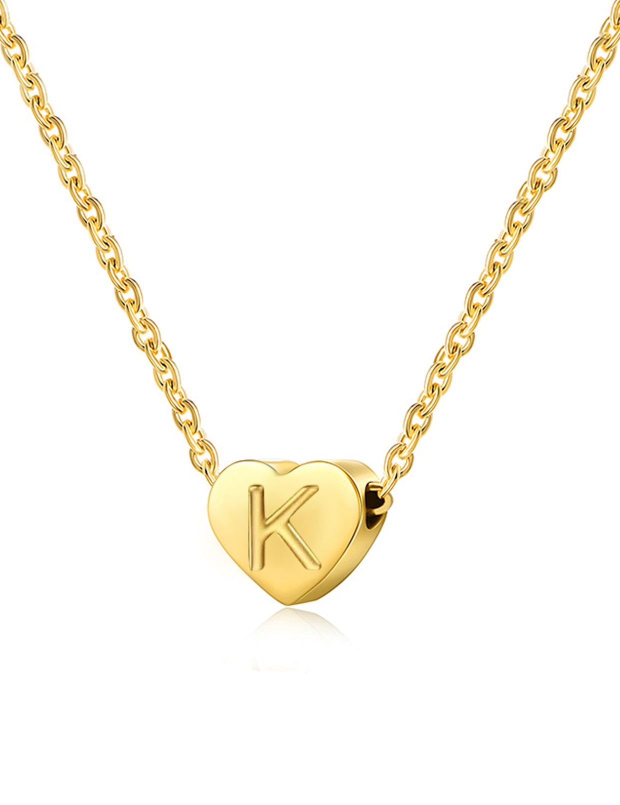 Heart Initial Necklace | 14K Gold Plated, Heart Pendant with Tiny Initial