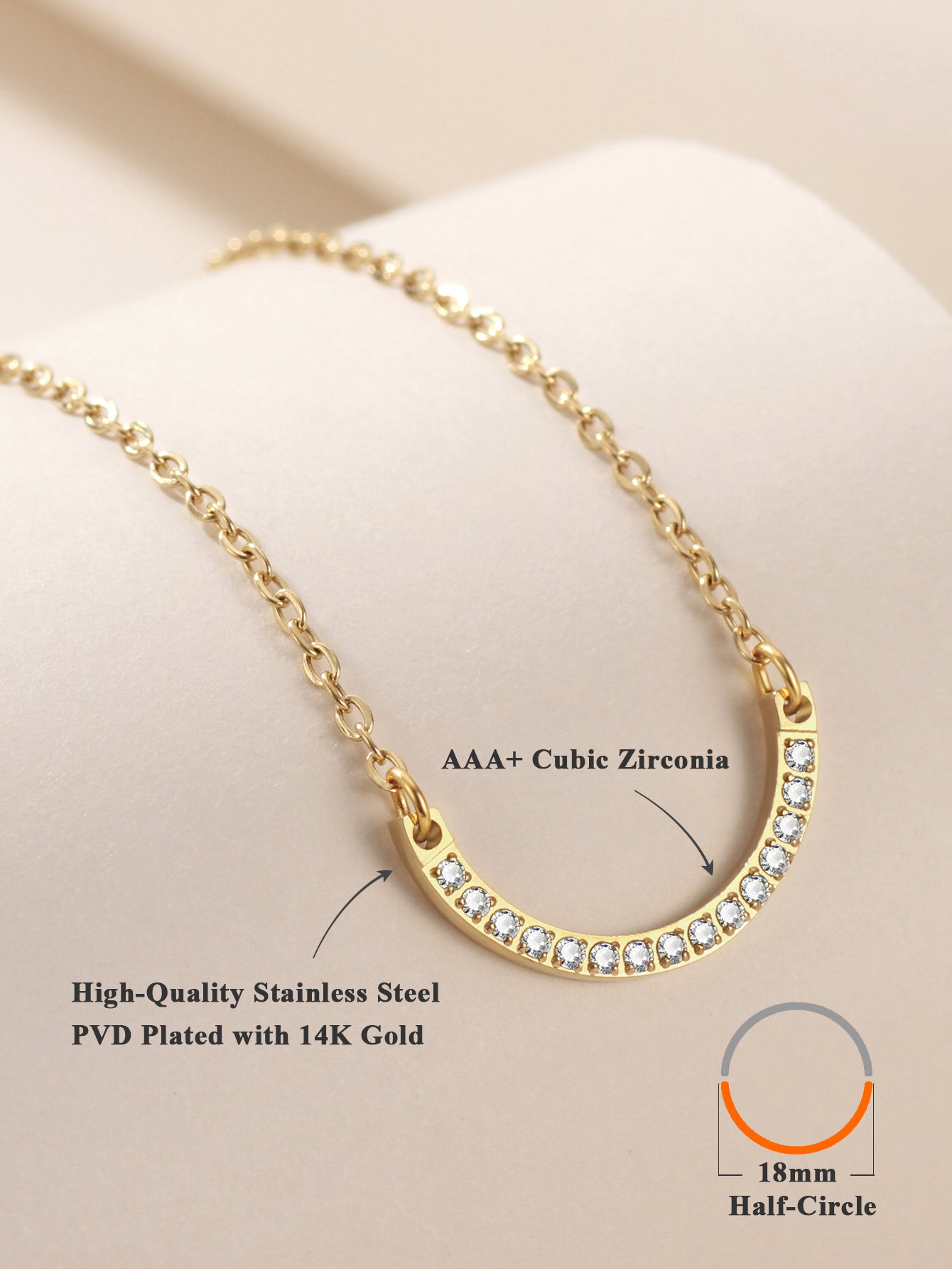 Half Circle Birthstone Necklace