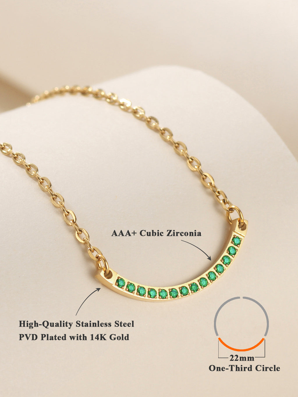 One-third Circle Birthstone Necklace