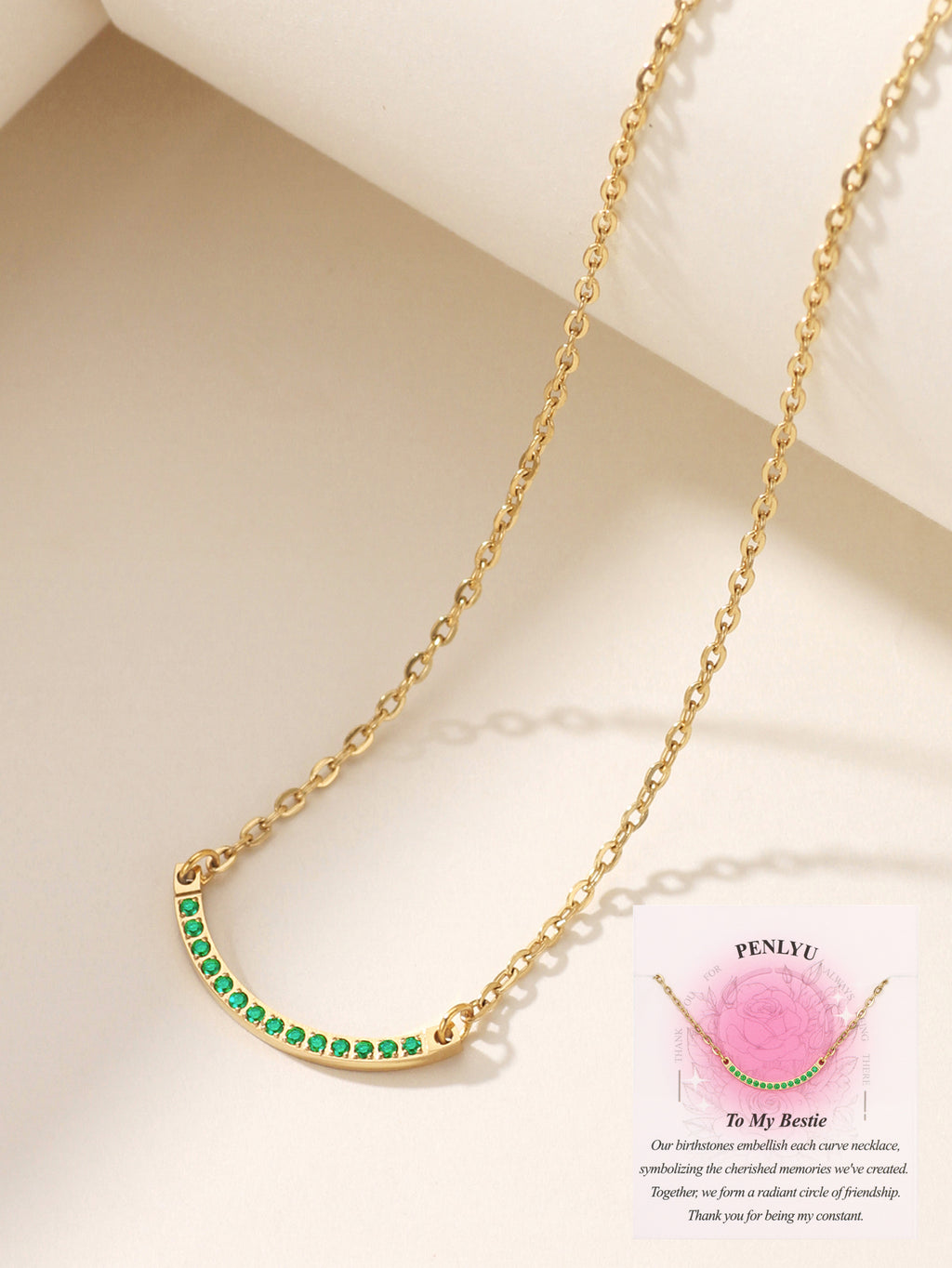 One-third Circle Birthstone Necklace