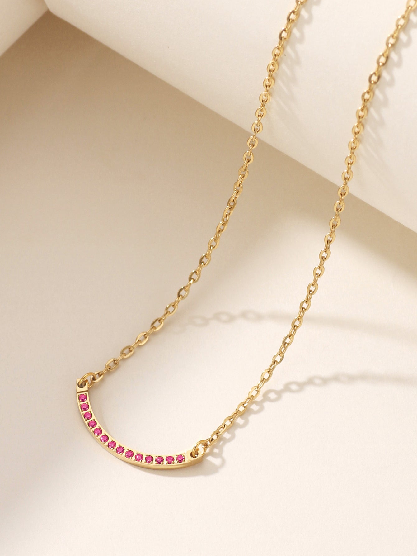 One-third Circle Birthstone Necklace