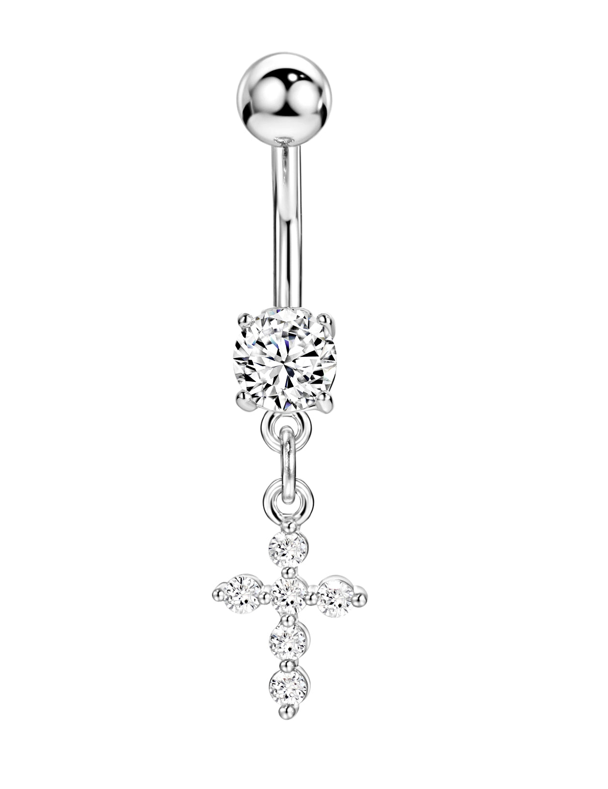 Zircon Cross Belly Button Ring