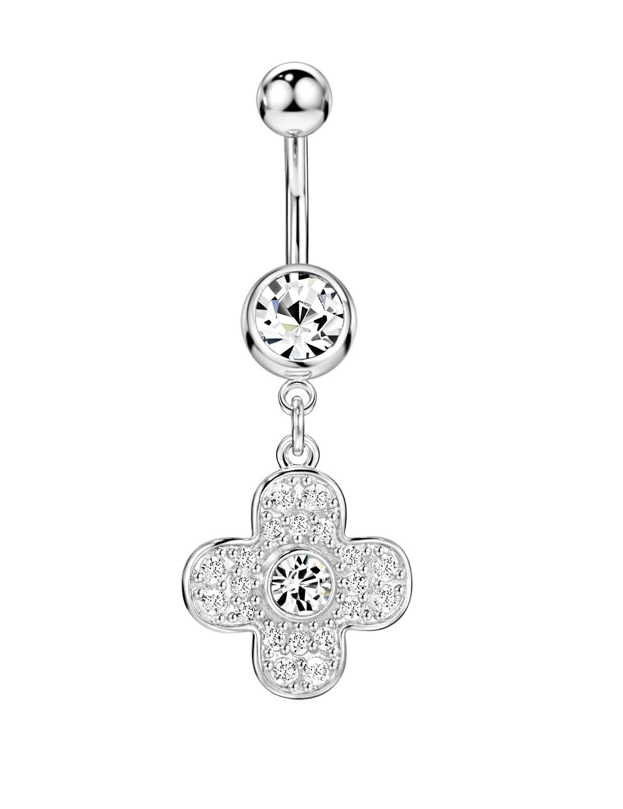 Four Petals Flower Belly Button Ring