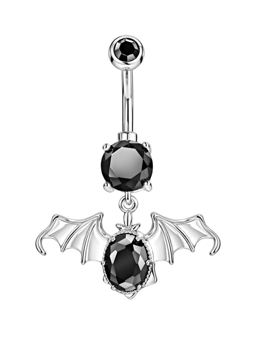 Belly Button Ring | Dangling Black Bat