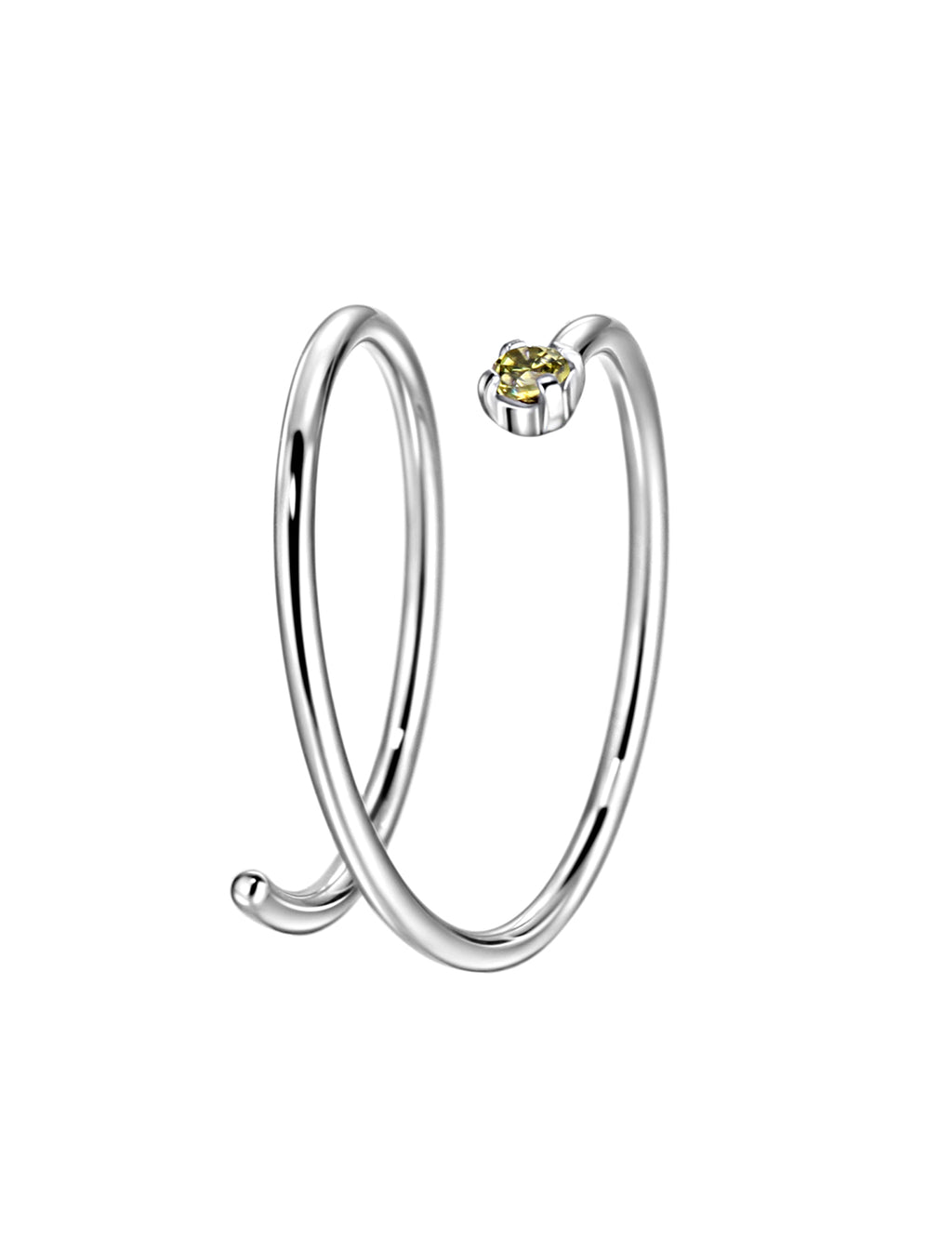 Birthstone Spiral Nose Ring