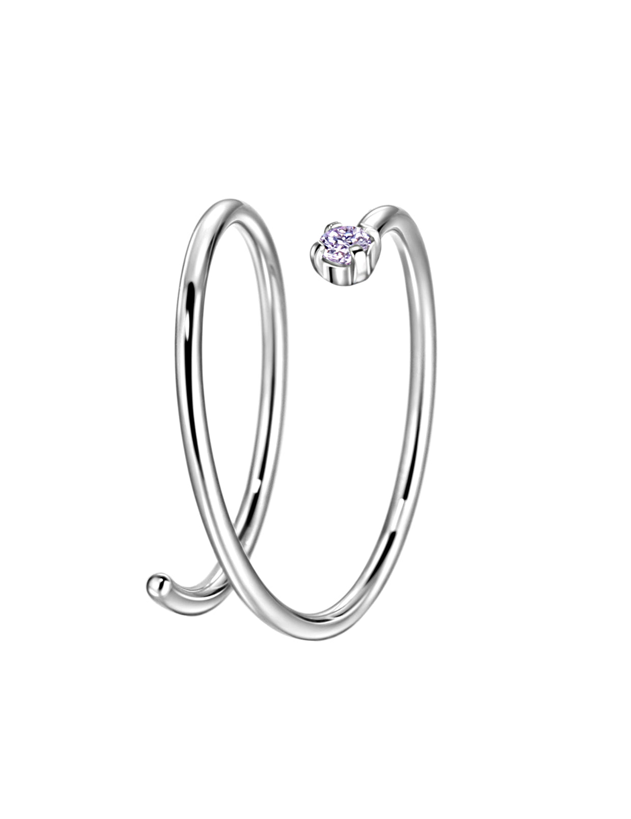 Birthstone Spiral Nose Ring