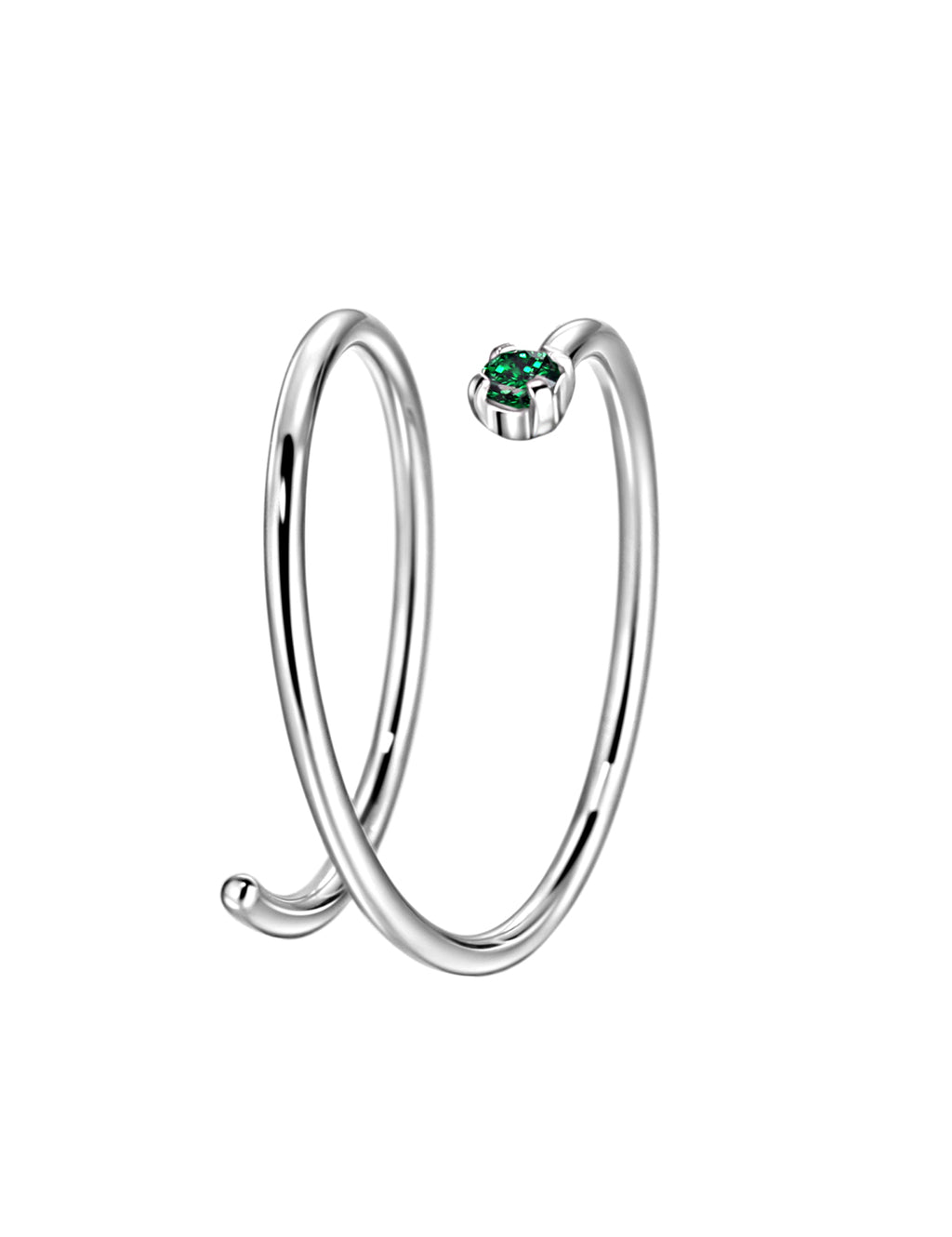 Birthstone Spiral Nose Ring