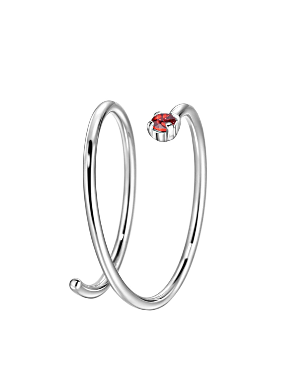 Birthstone Spiral Nose Ring