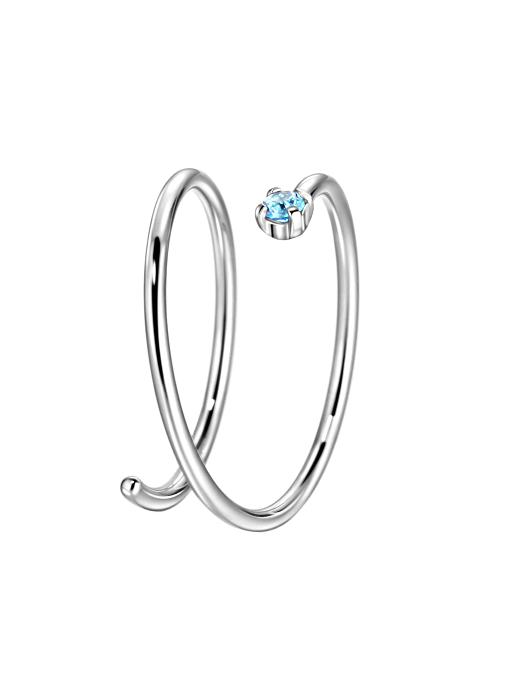 Birthstone Spiral Nose Ring