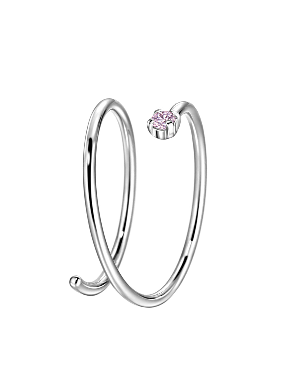 Birthstone Spiral Nose Ring