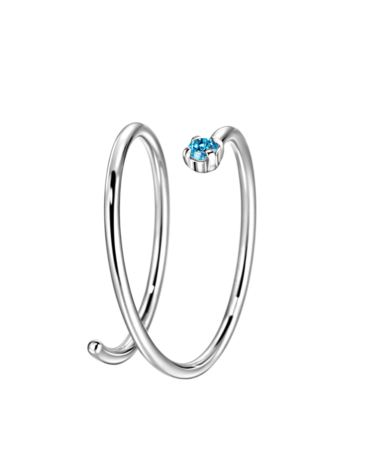 Birthstone Spiral Nose Ring