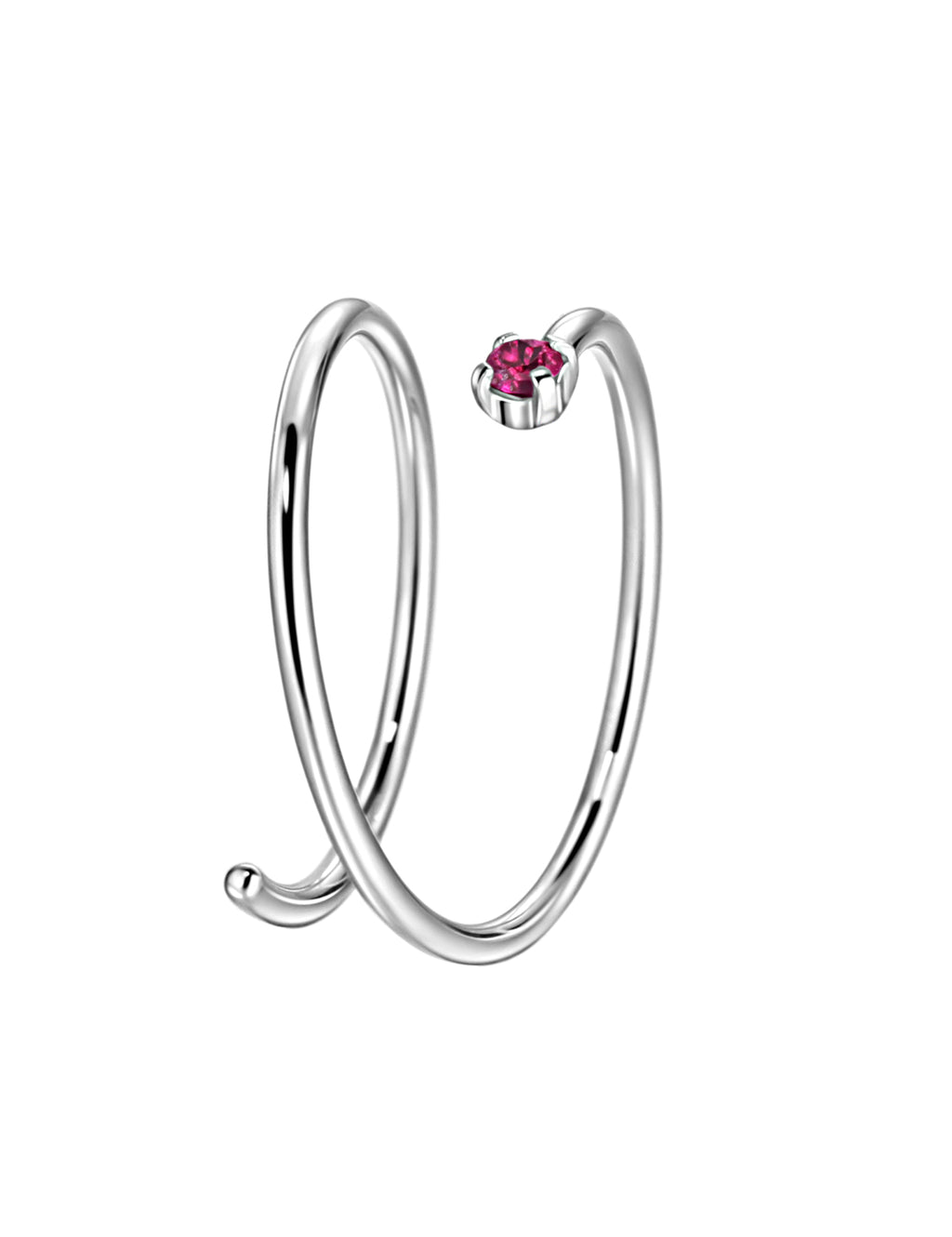 Birthstone Spiral Nose Ring