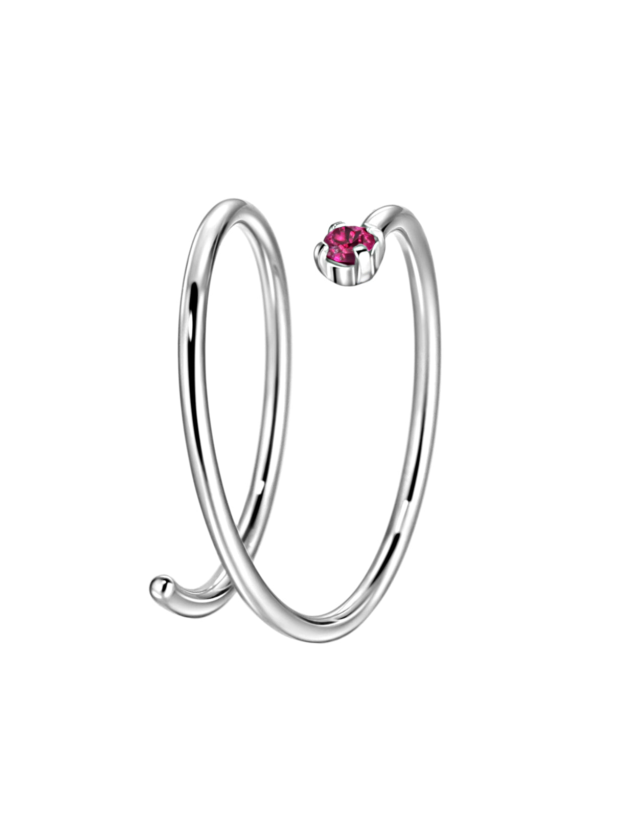 Birthstone Spiral Nose Ring