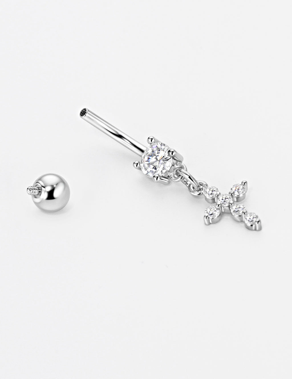Zircon Cross Belly Button Ring