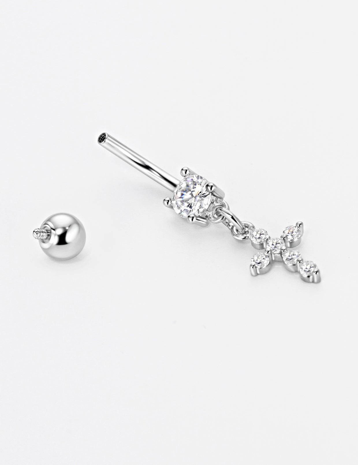 Zircon Cross Belly Button Ring