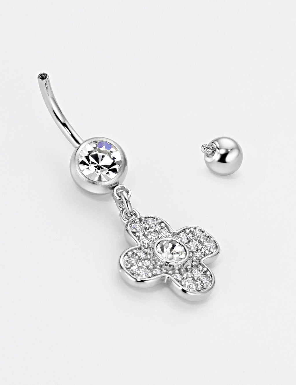 Four Petals Flower Belly Button Ring