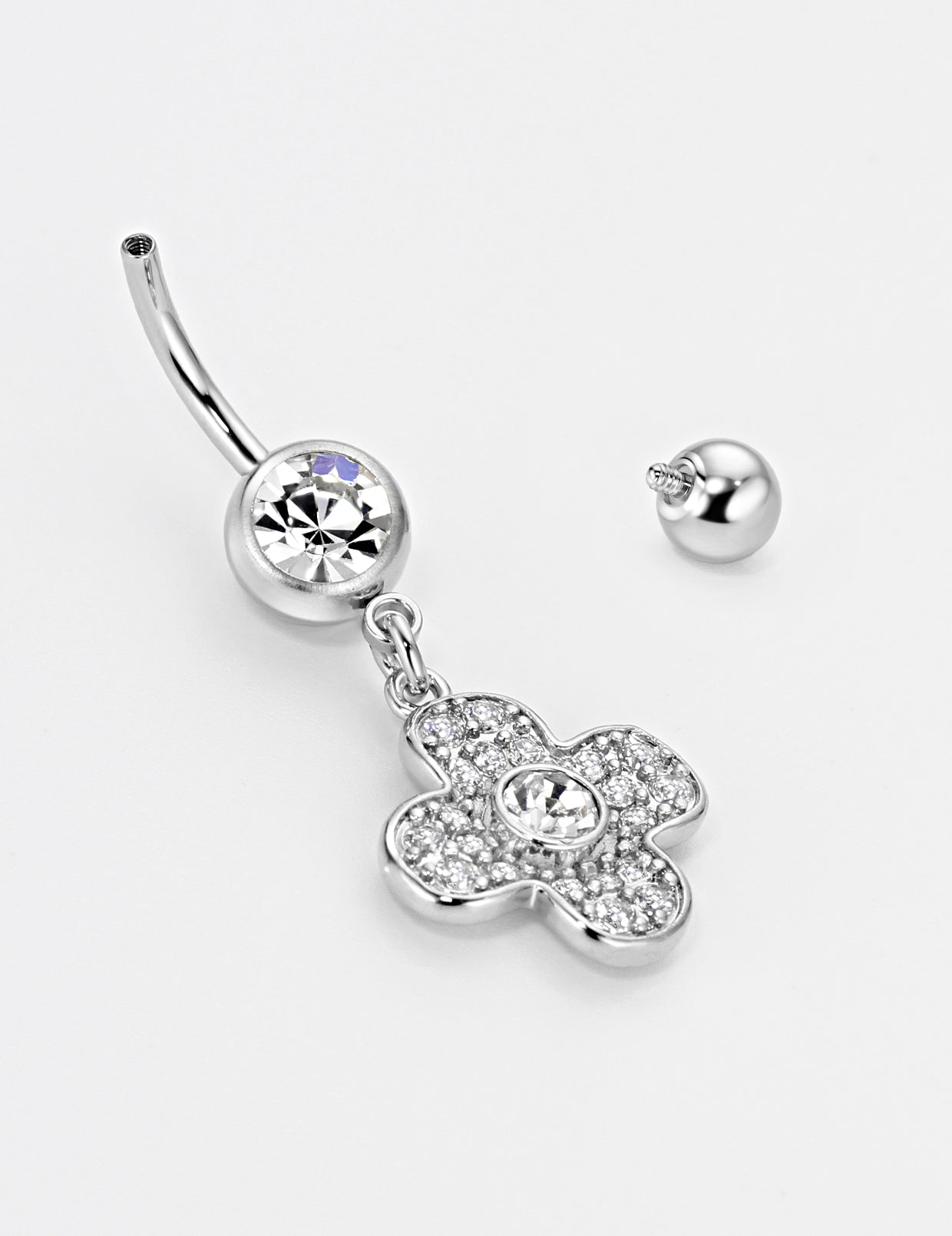 Four Petals Flower Belly Button Ring