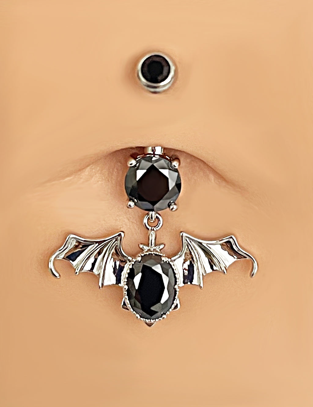 Dangling Black Bat Belly Button Ring