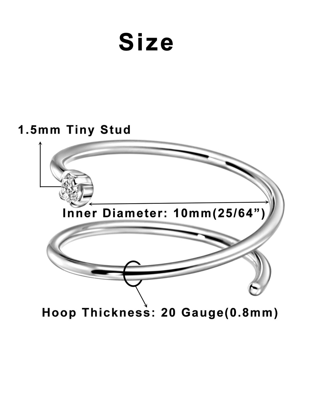 Birthstone Spiral Nose Ring