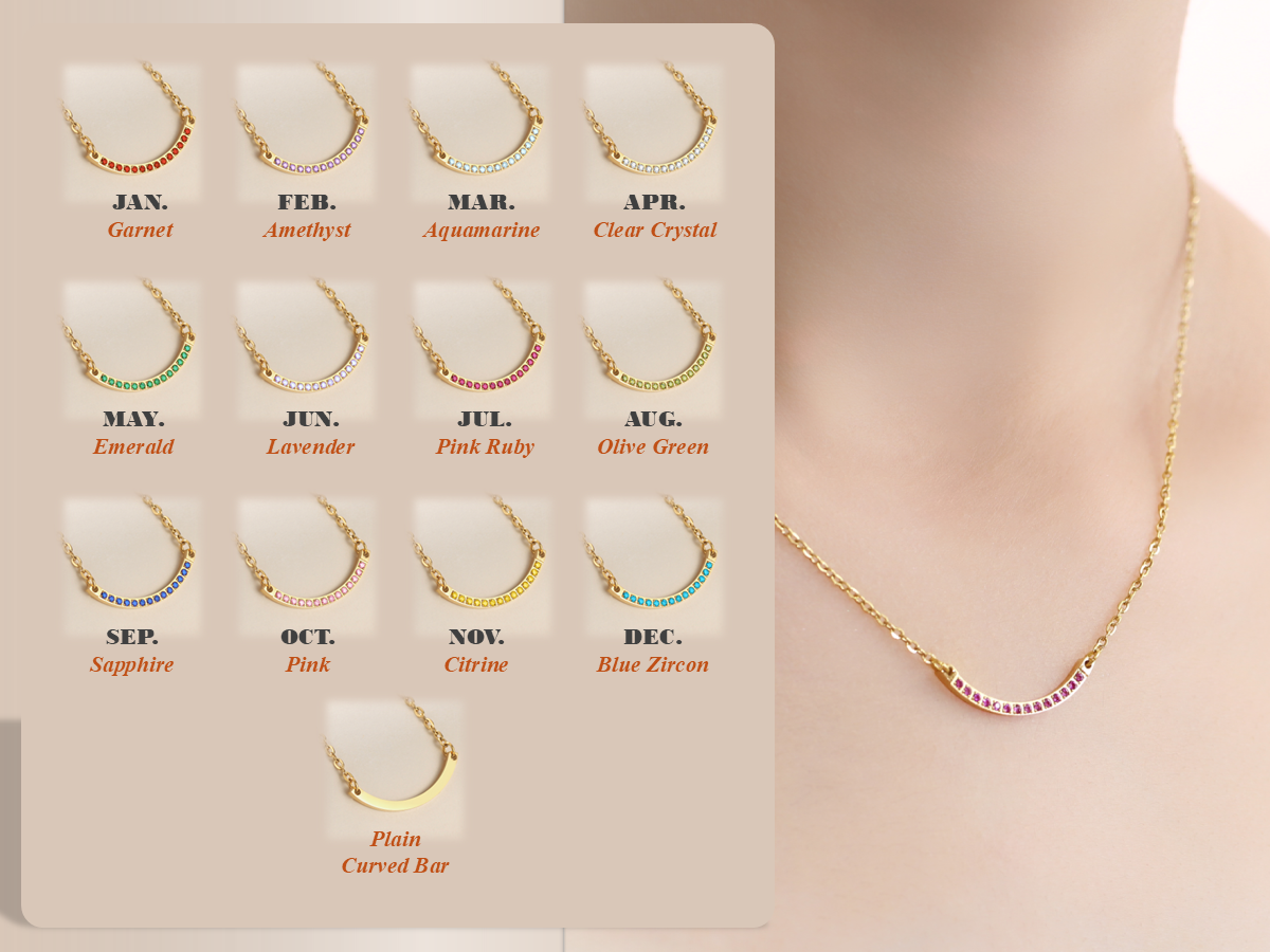 One-third Circle Birthstone Necklace