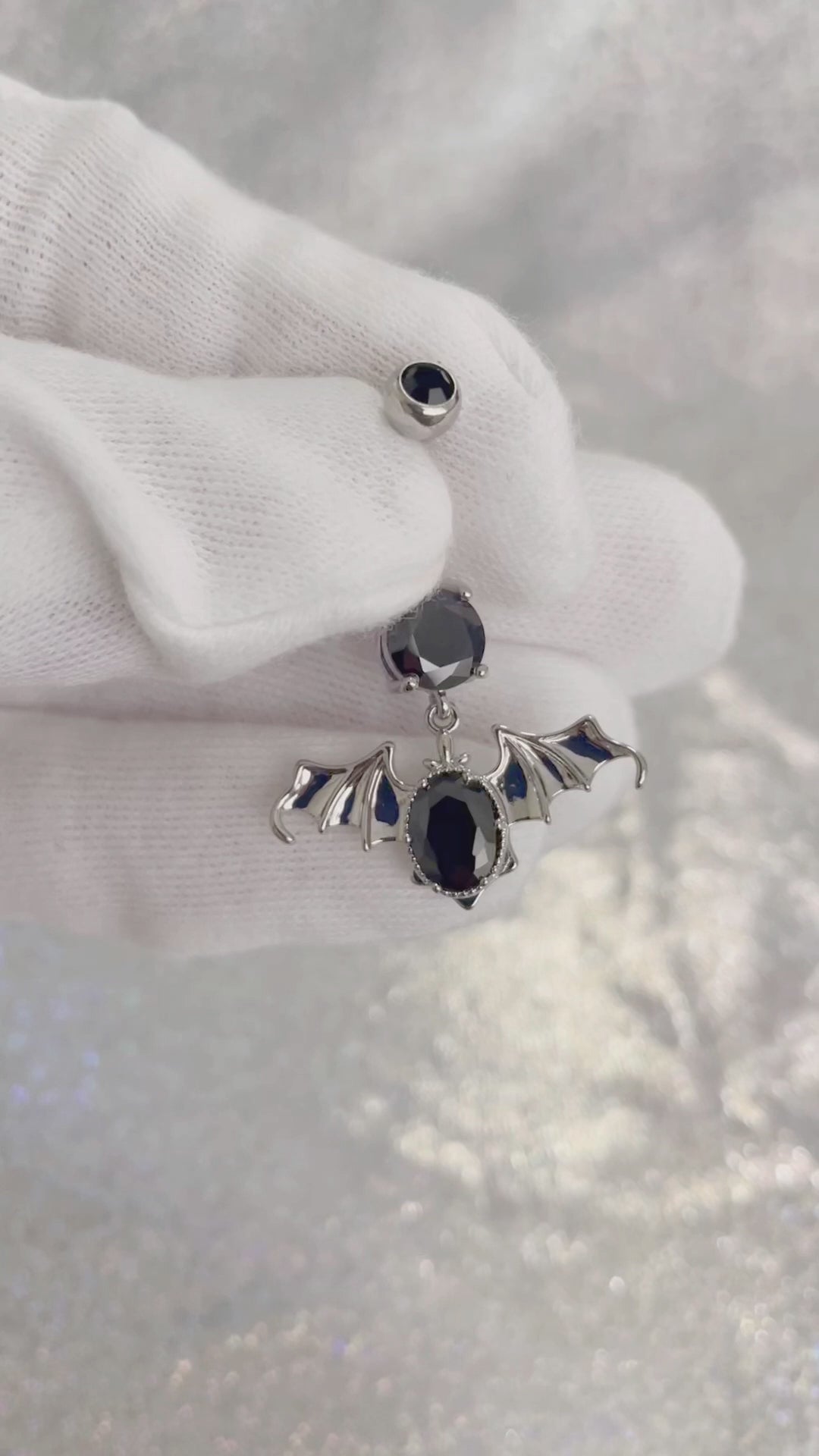 Dangling Black Bat Belly Button Ring